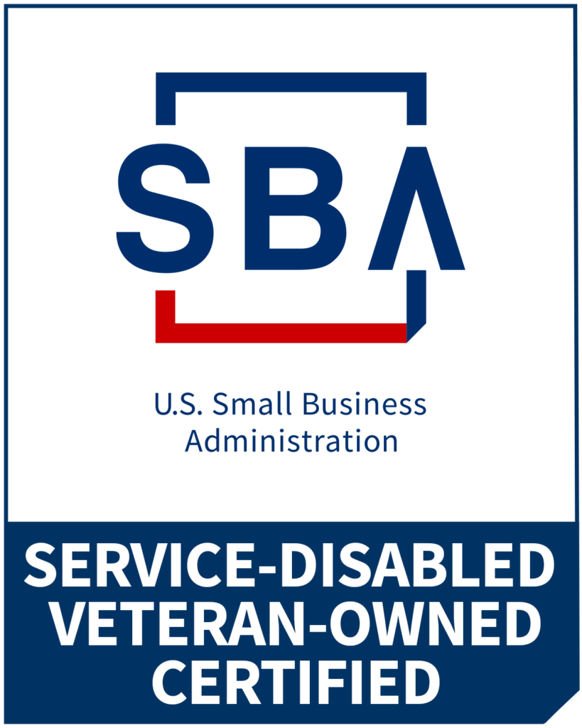 Logo of SB Veteran, featuring a stylized star with bold letters "SB" and "Veteran" written below it, representing the certification for veteran-owned businesses.